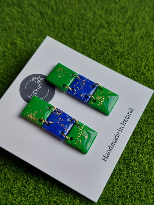 Green & blue statement dangles | Dúil Jewellery - Dúil
