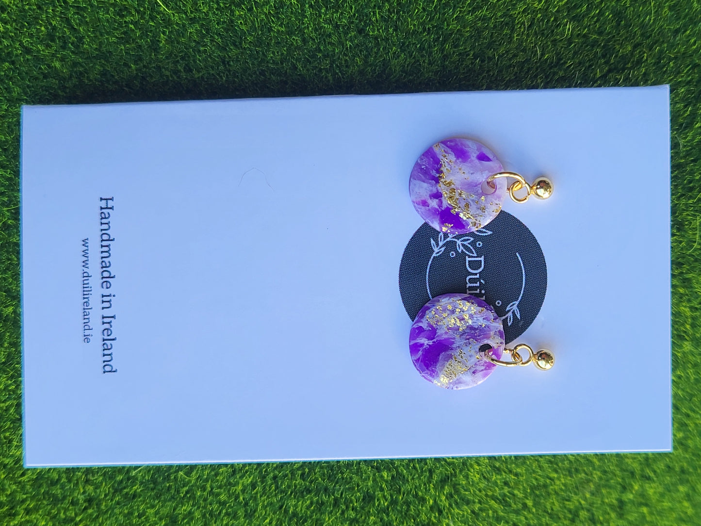 Dúil Purple Marble Dainty Dangle Earrings - Dúil
