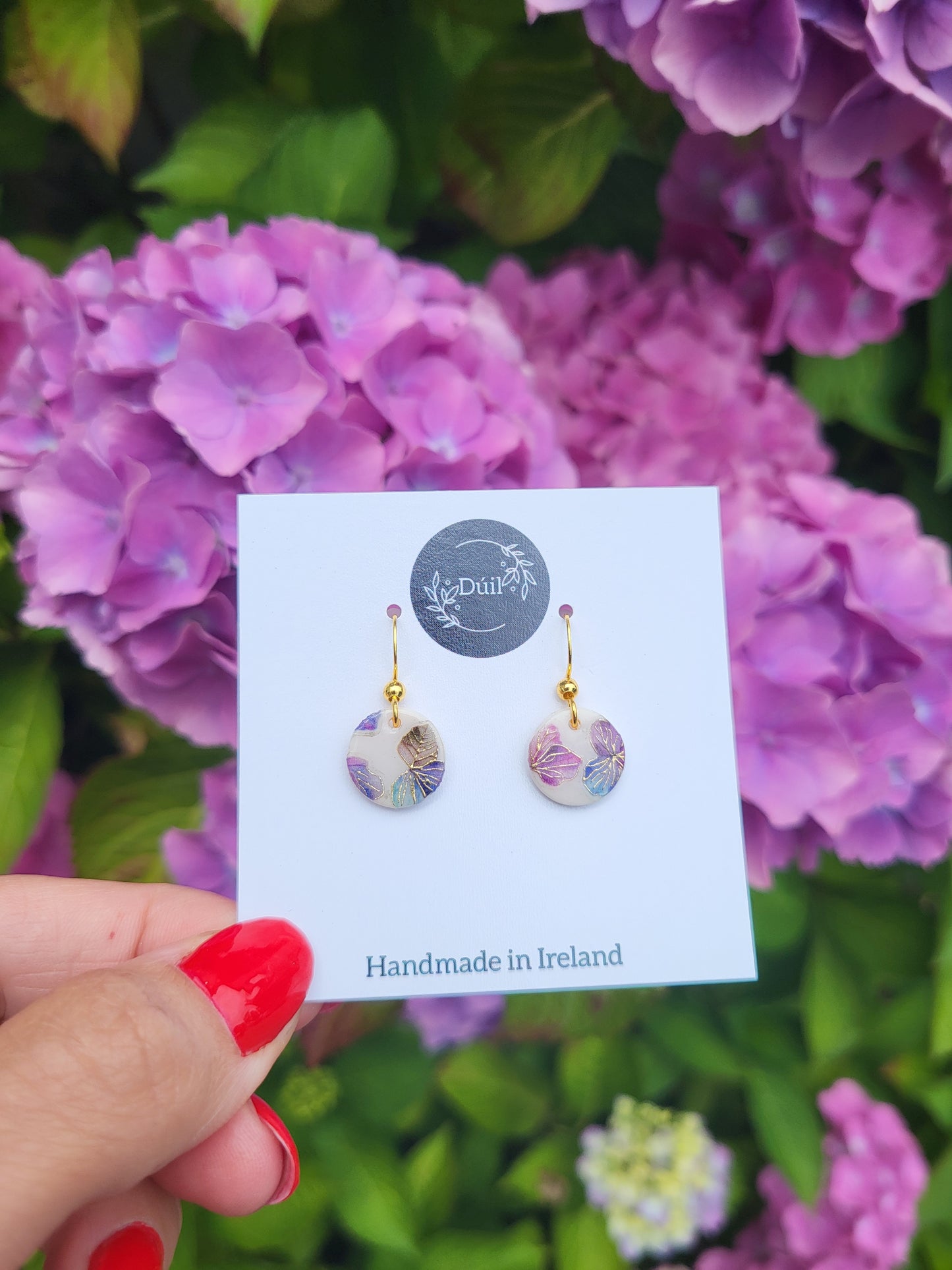 Hydrangea dainty dangle earrings