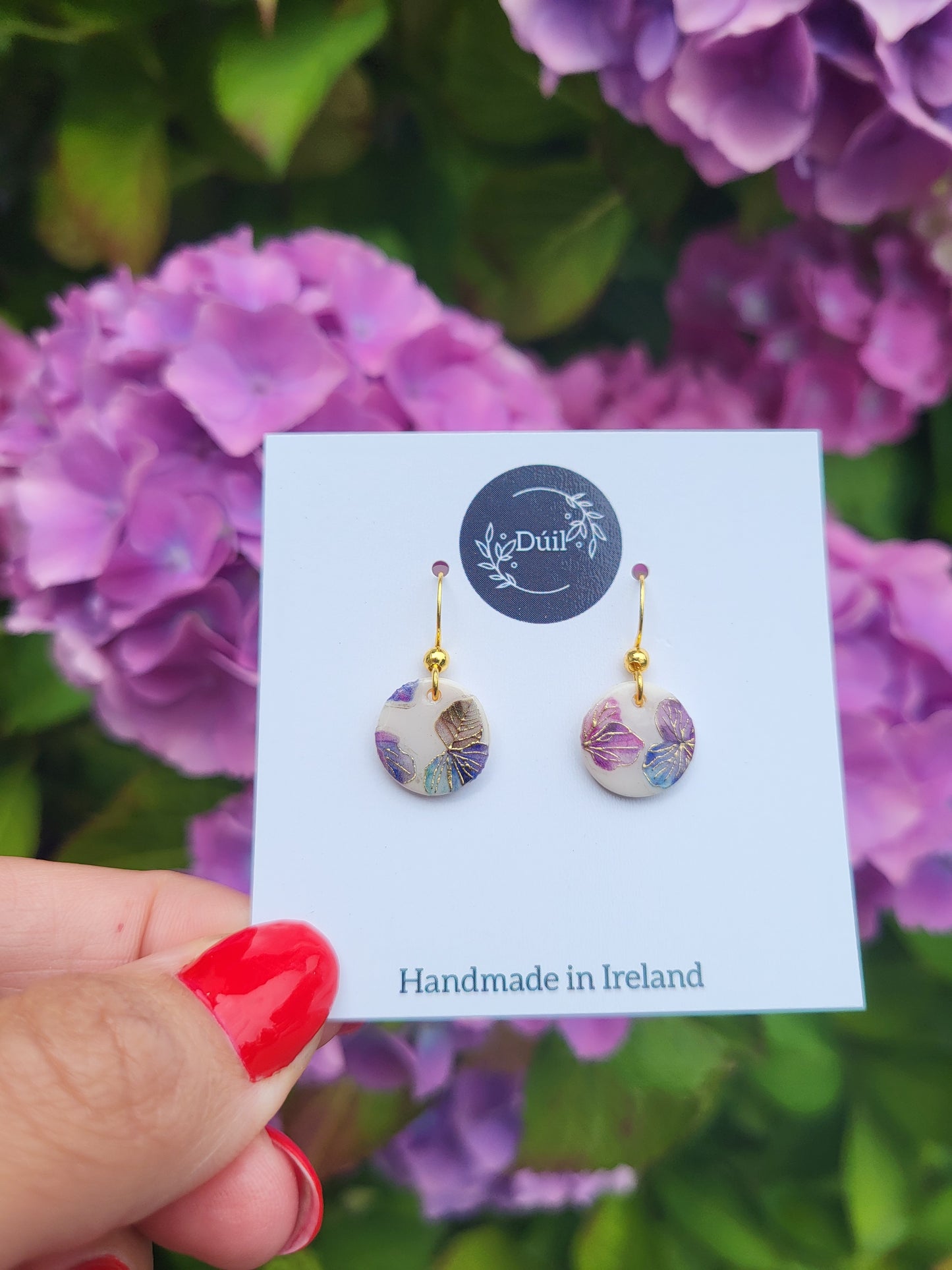 Hydrangea dainty dangle earrings