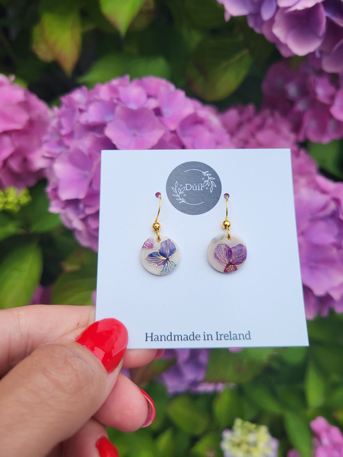 Hydrangea dainty dangle earrings
