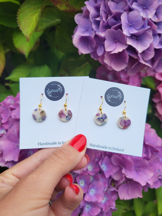 Hydrangea dainty dangle earrings