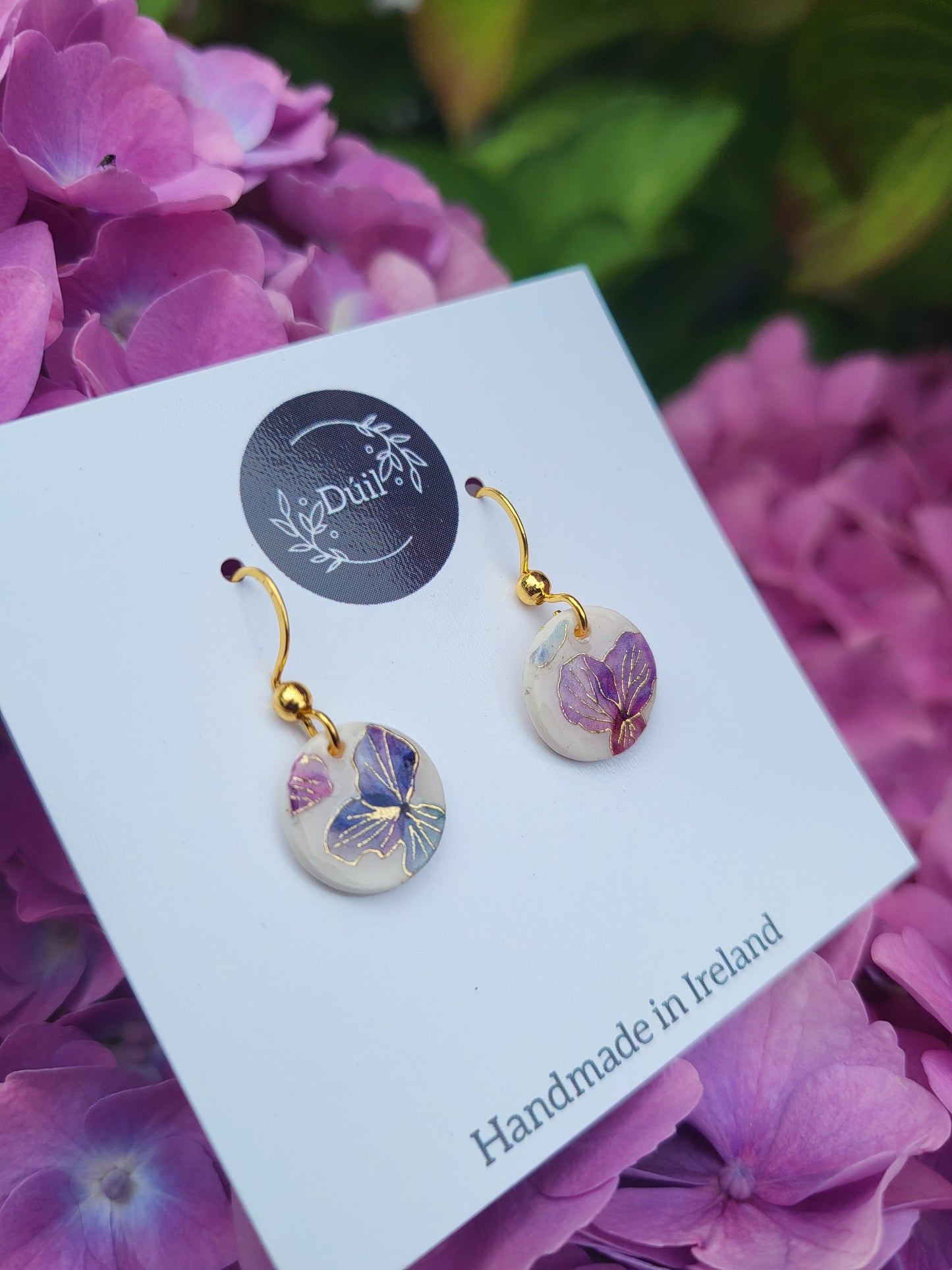 Hydrangea dainty dangle earrings