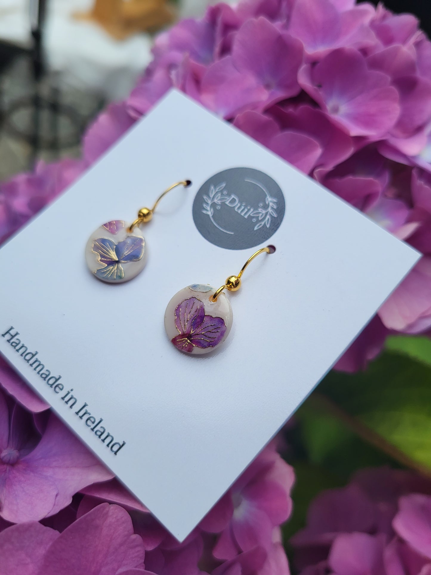 Hydrangea dainty dangle earrings