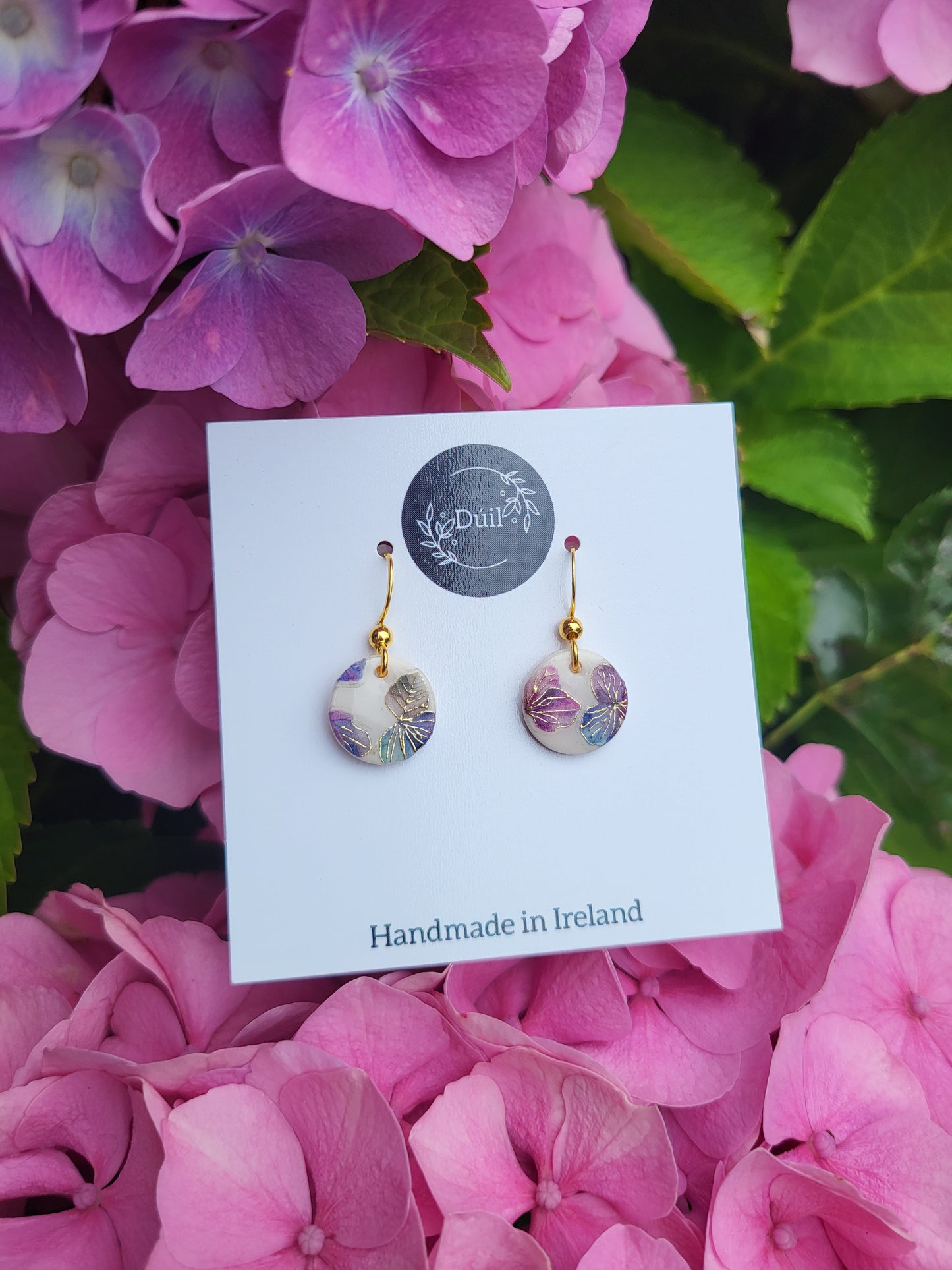 Hydrangea dainty dangle earrings