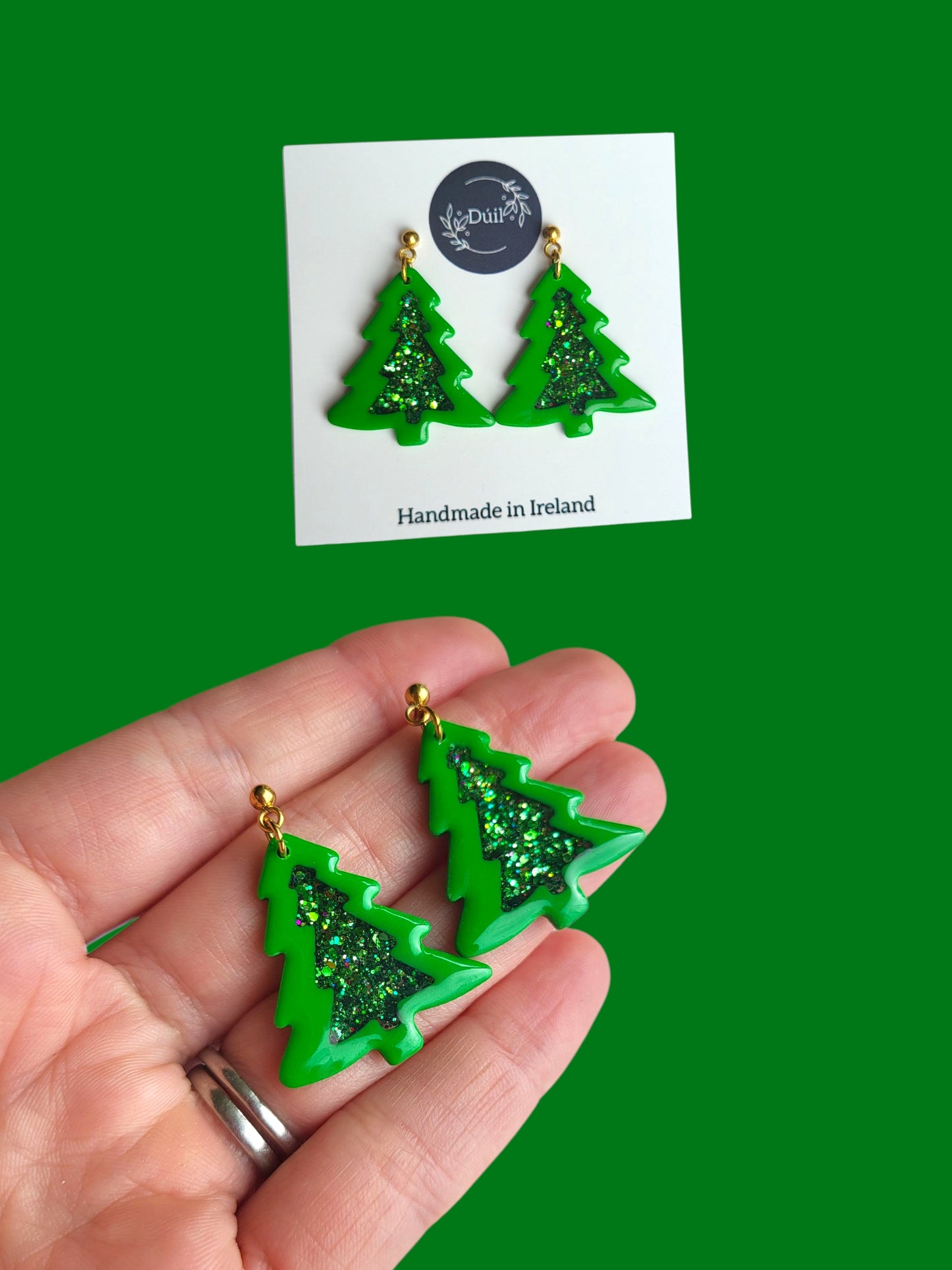 Sparkling Christmas Tree Dangle Earrings