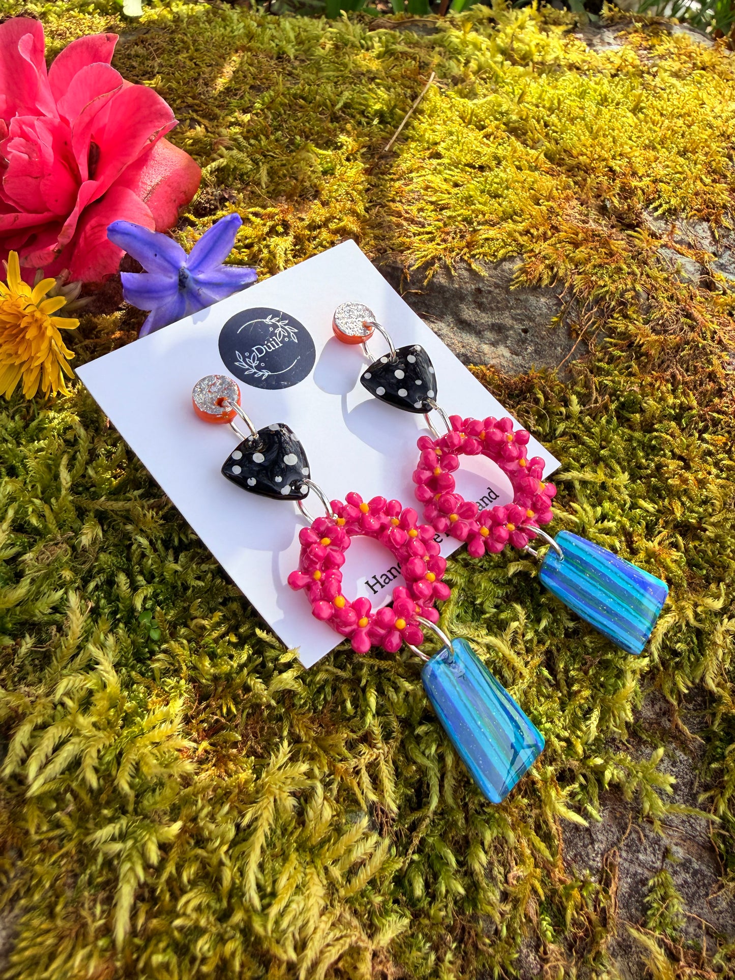 Eclectic Floral Dangle Earrings