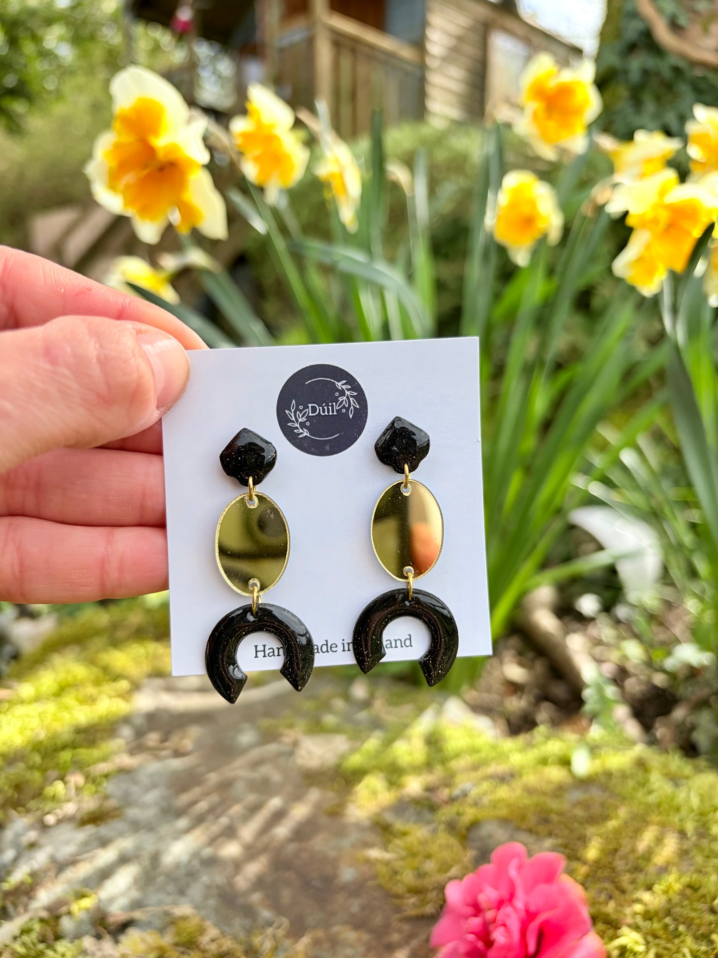 Black Mirror Dangle Earrings