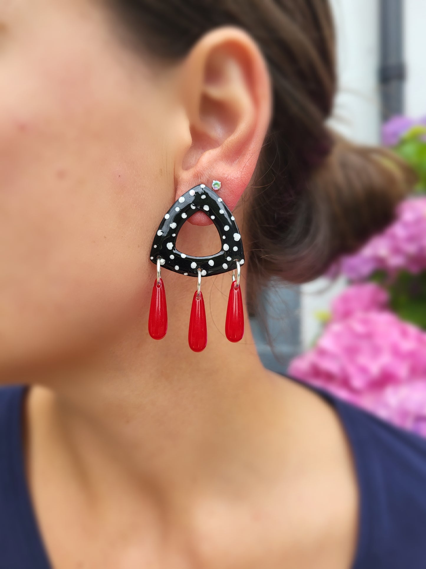 Red Polka Dot party earrings