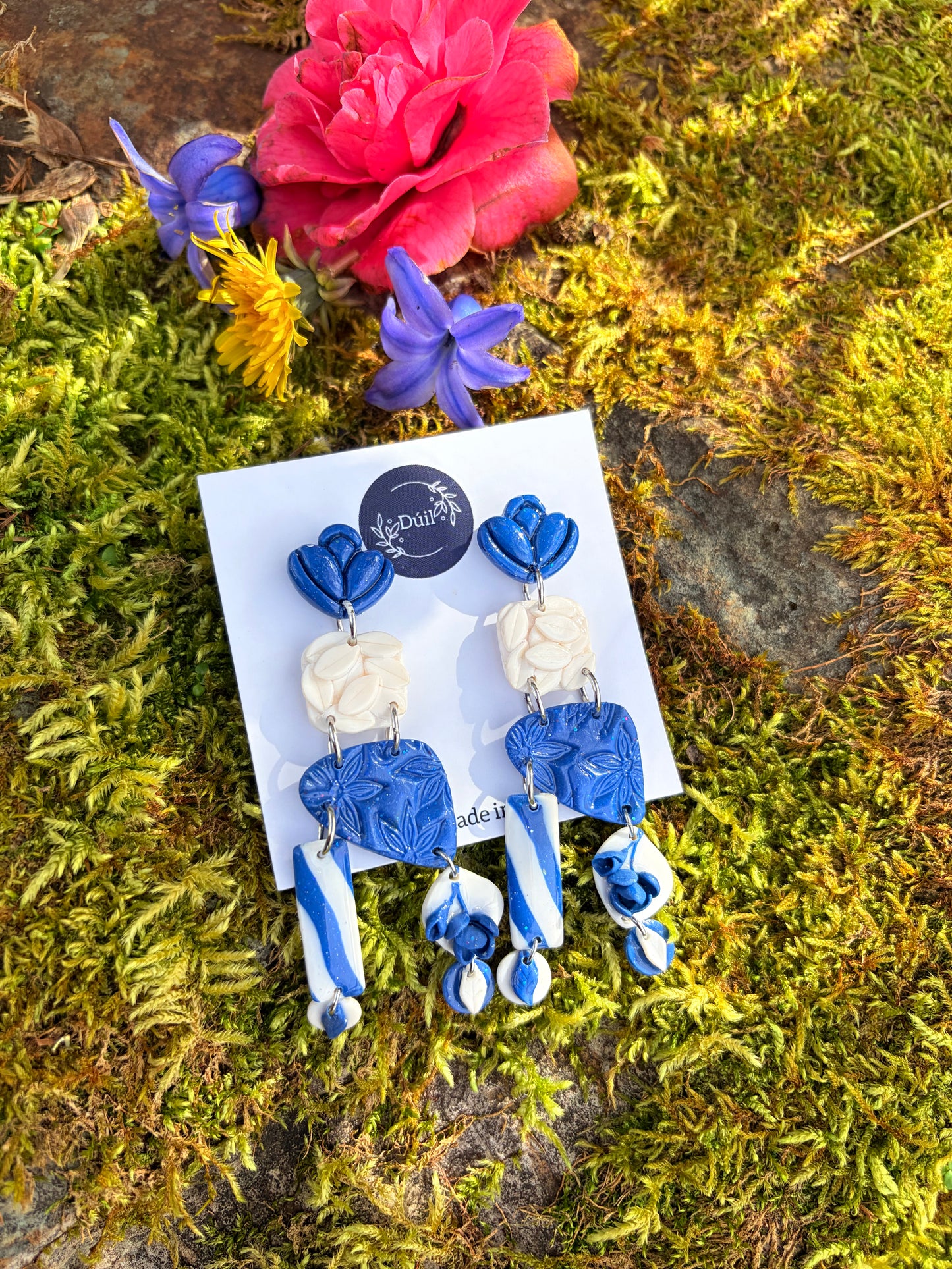 Blue and White Delft Statement Earrings