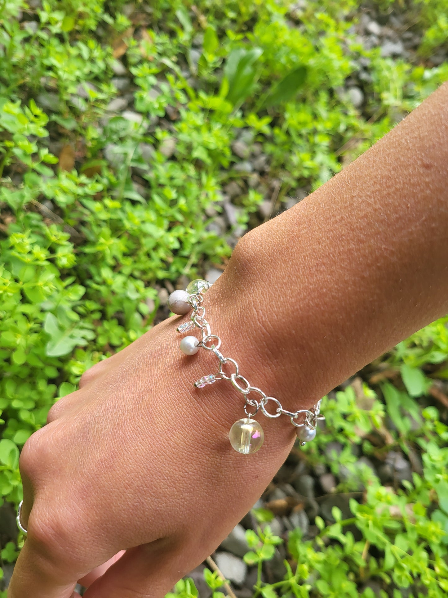 Chunky silver charm bracelet