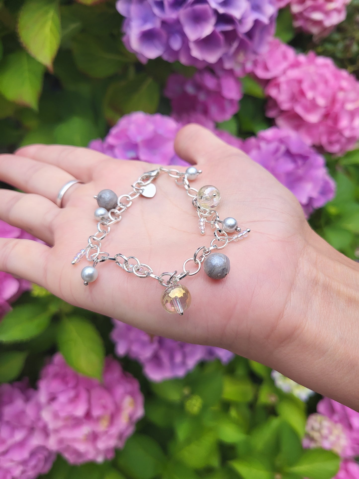 Chunky silver charm bracelet