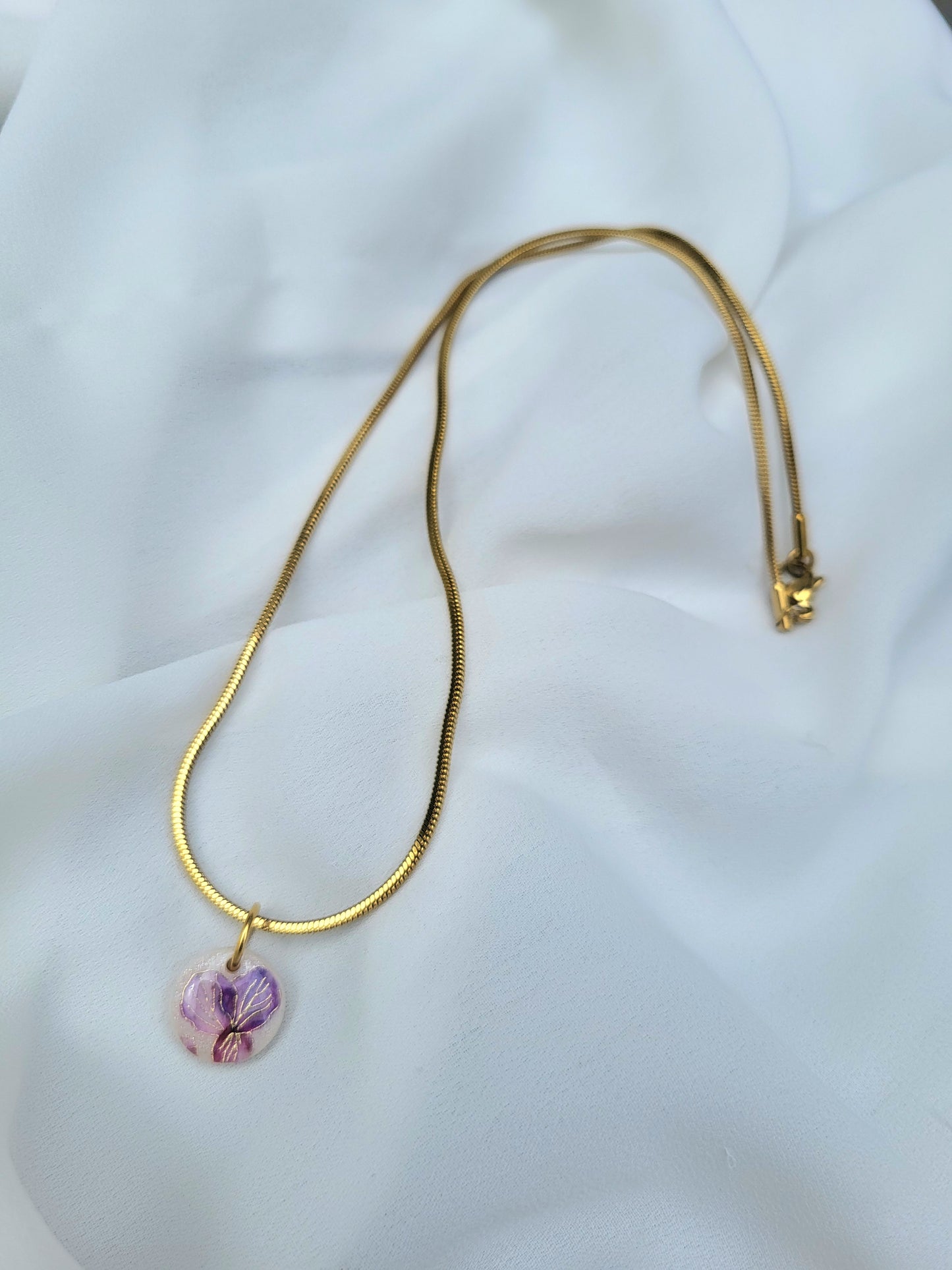 Hydrangea gold necklace