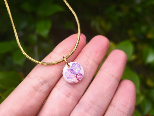 Hydrangea gold necklace