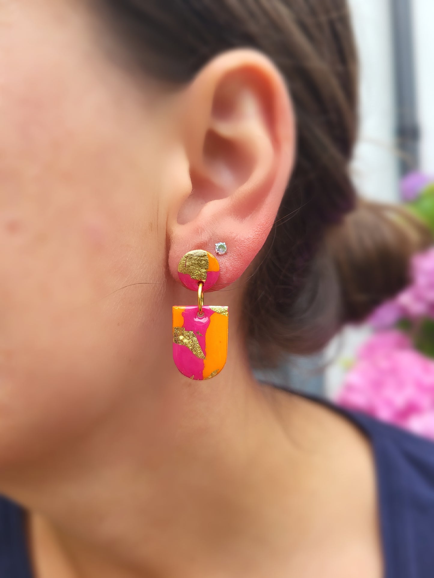 Pink & Orange Arc & Ora Earrings