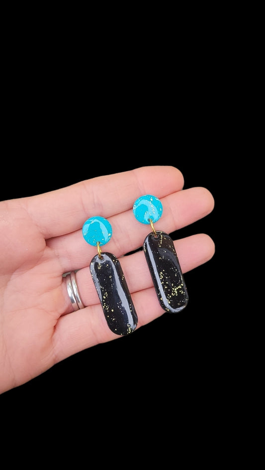 Teal & Black Statement Earrings - Dúil