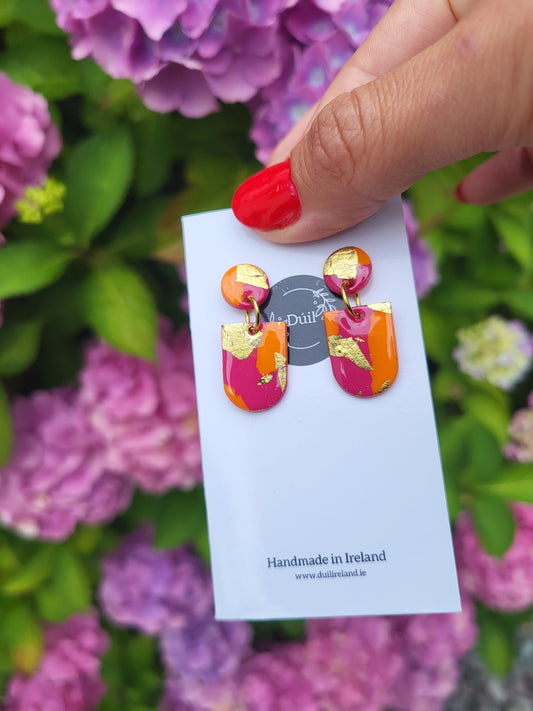 Pink & Orange Arc & Ora Earrings