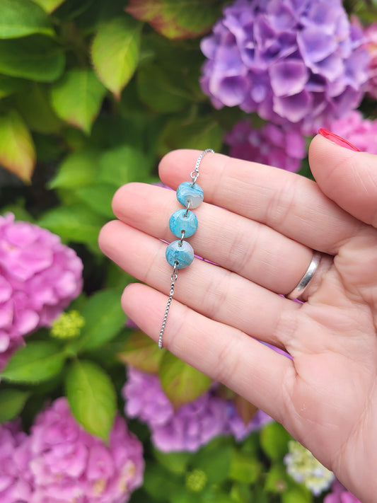 Sea foam silver adjustable bracelet