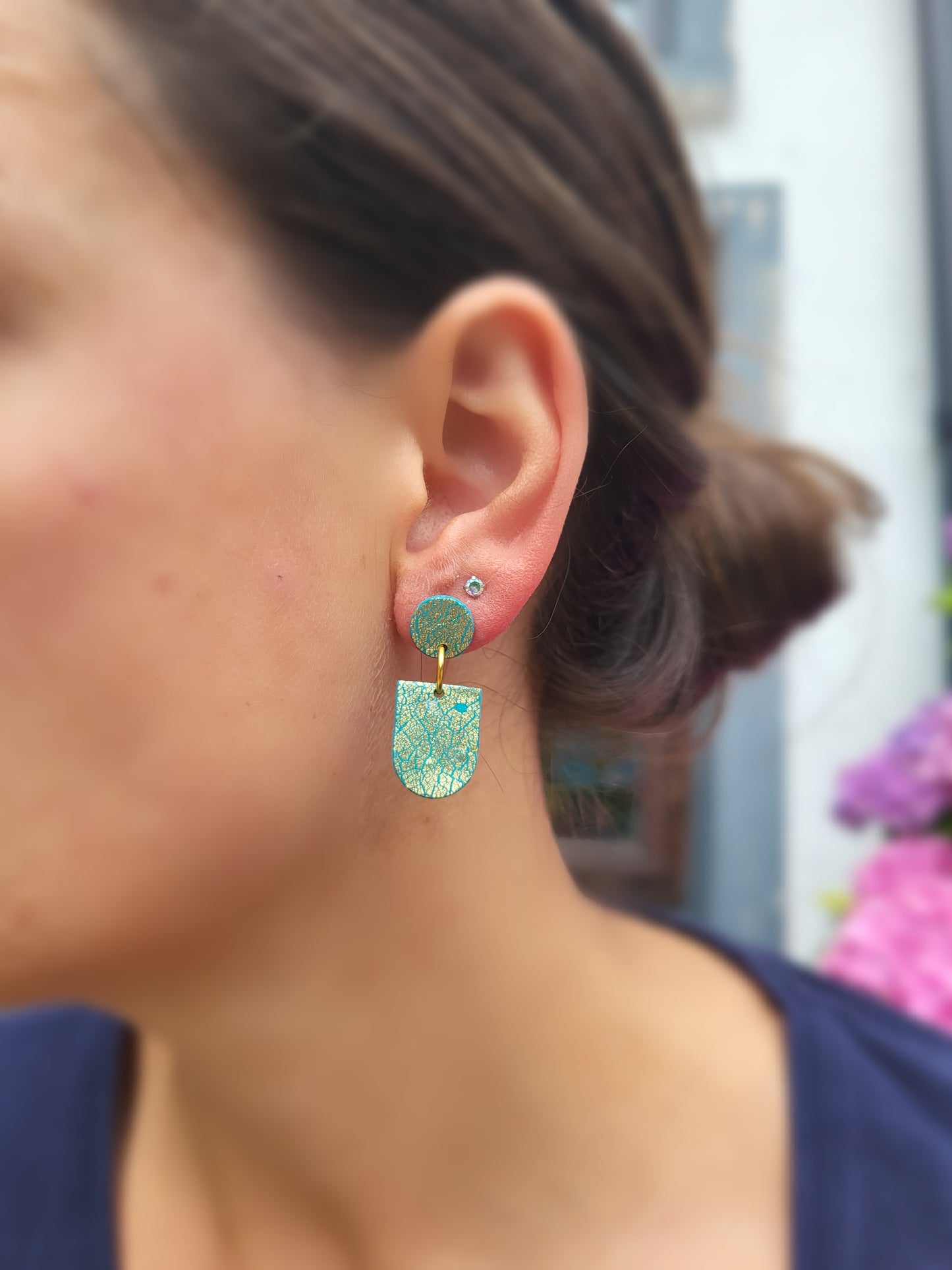 Peppermint Crackle Arc & Ora Earrings