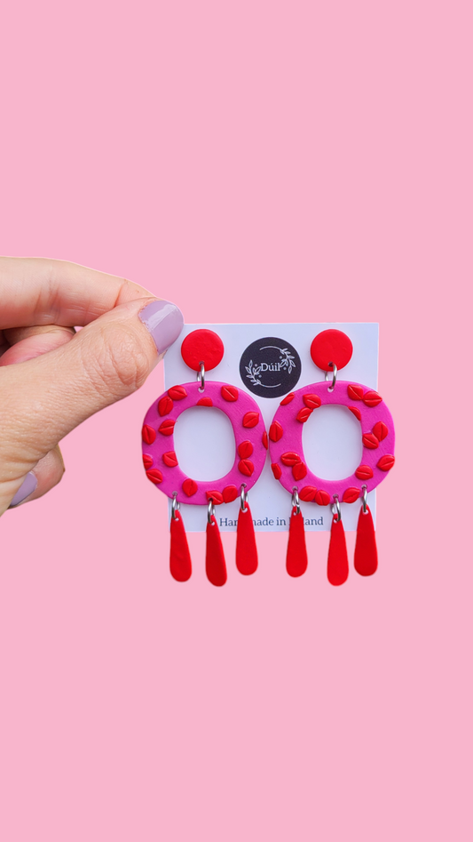 'Emma' Red & Pink Dangle Earrings - Dúil