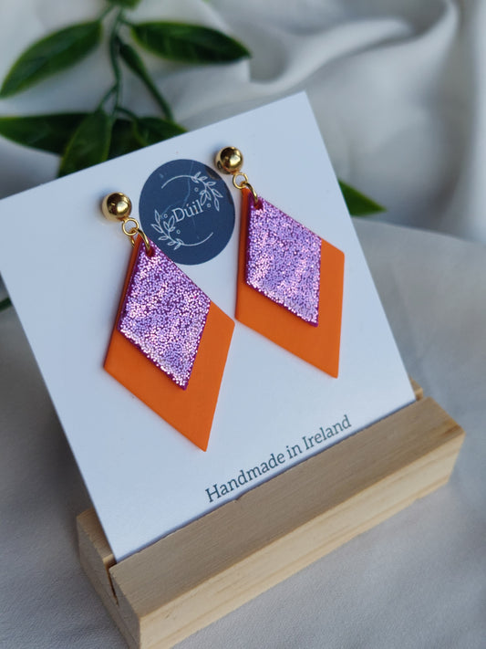Dúil Sinéad Orange & Pink Dangles - Dúil