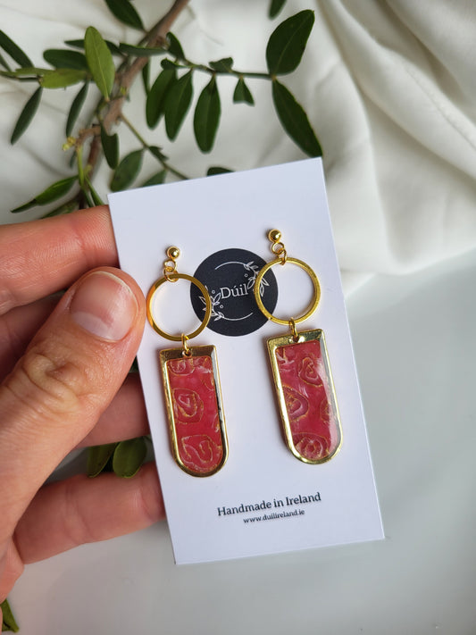 Sammy Gold and dusty pink dangle earrings - Dúil