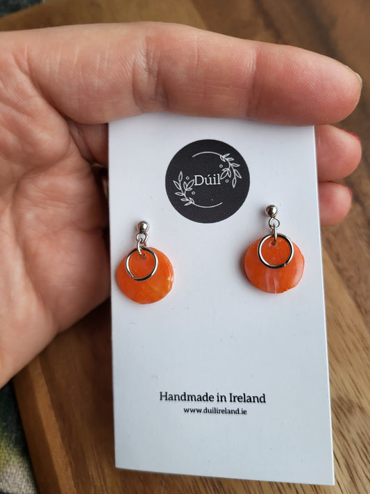 Orange and silver dainty dangle earrings - Dúil