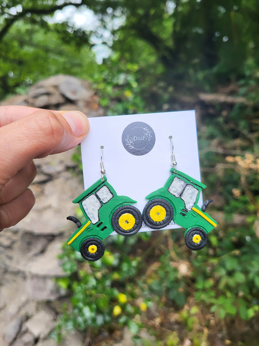 Green Tractor Earrings - Dúil