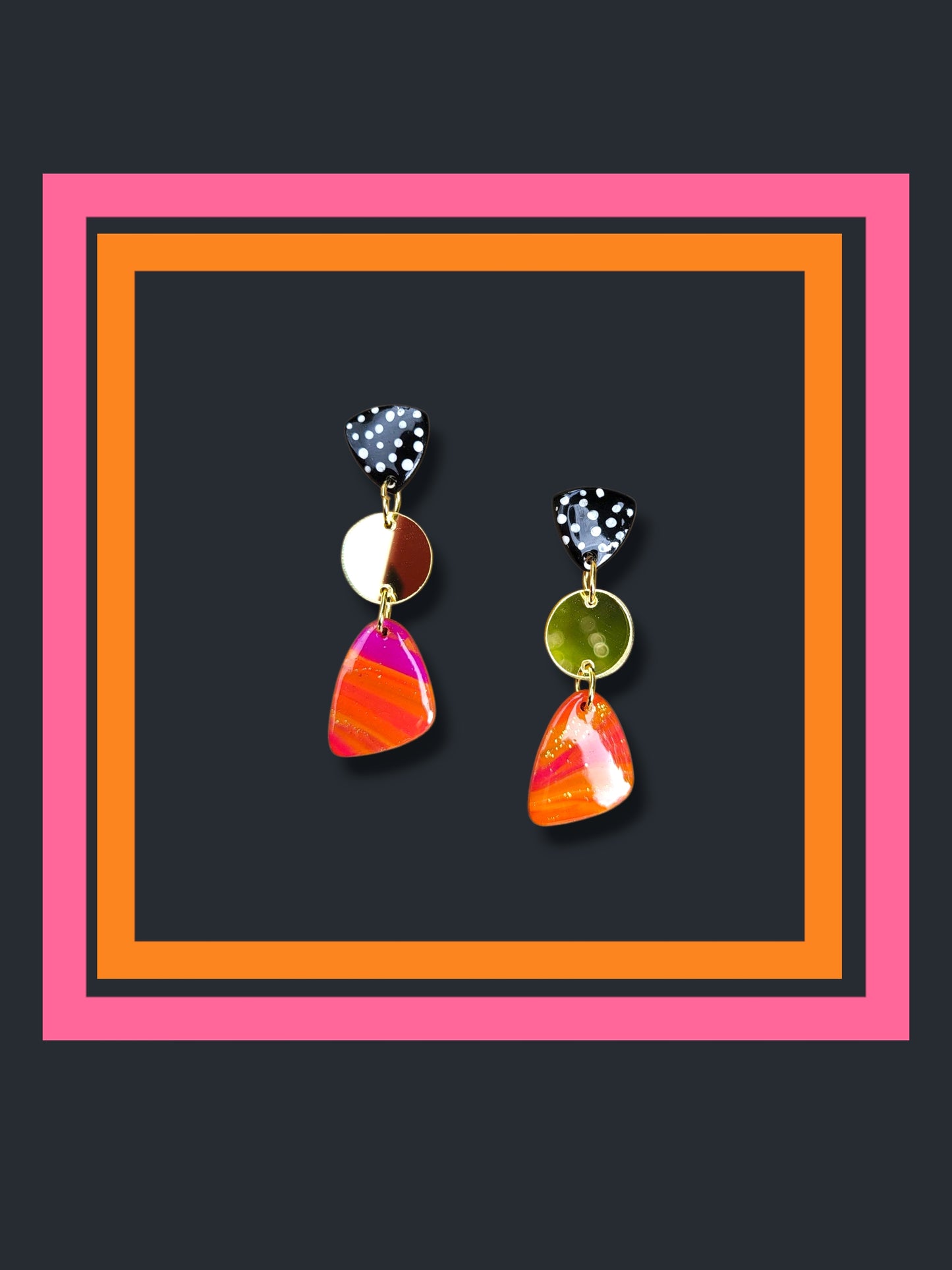 Pink & Orange Swirl Dangle Earrings