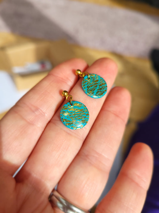 Peppermint Crackle Dainty Dangle Earrings