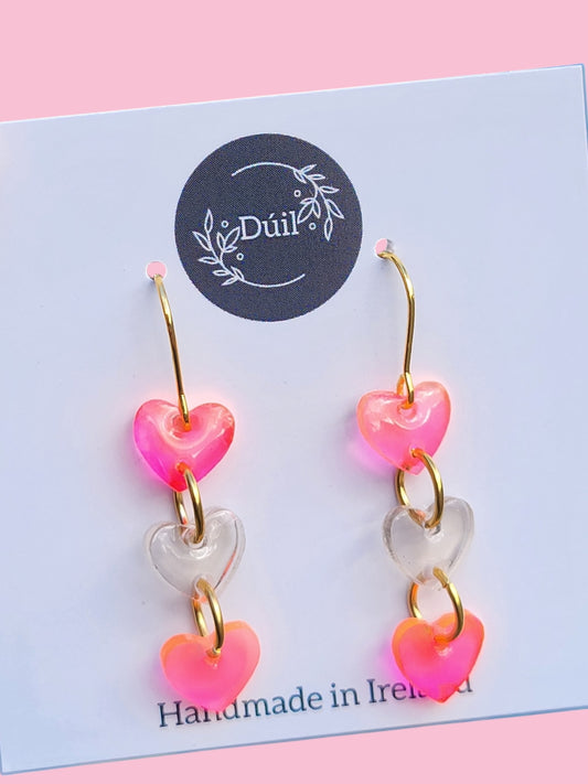 Peachy Love heart dangle earrings - Dúil