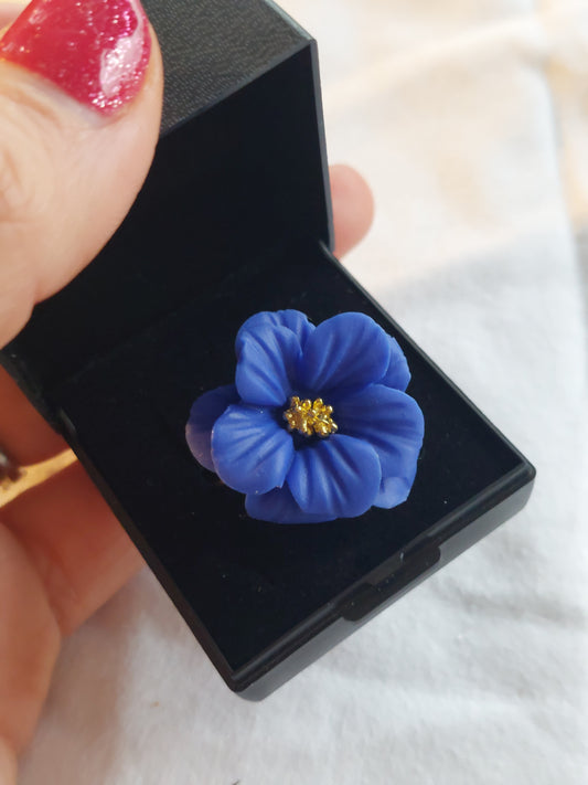 Dúil Cobalt Blue flower ring - Dúil