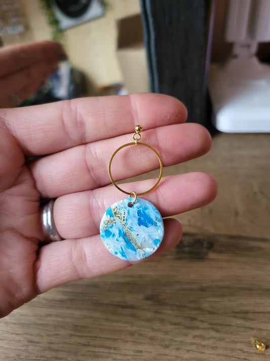 Nicole Blue Marble Dangle Earrings - Dúil