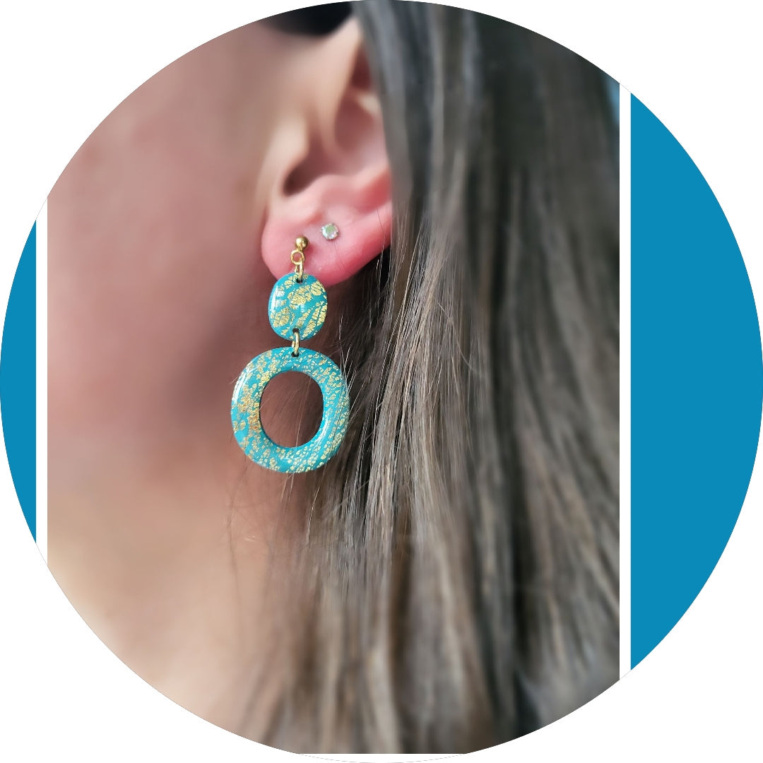 Dúil Golden Days Peppemint & Gold Crackle Dangle Earrings