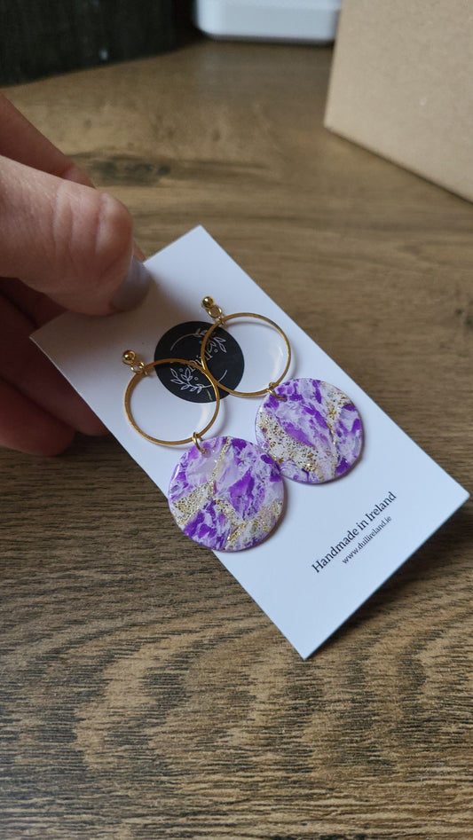 Nicole Purple Marble Dangle Earrings - Dúil