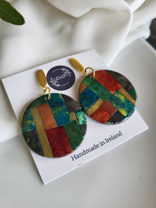 Dúil "Building with colour" statement circle dangling earrings - Dúil