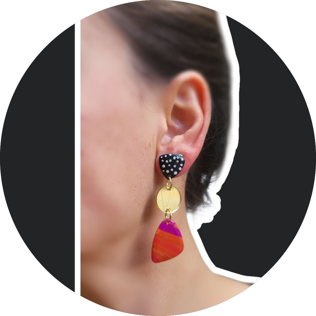 Pink & Orange Swirl Dangle Earrings