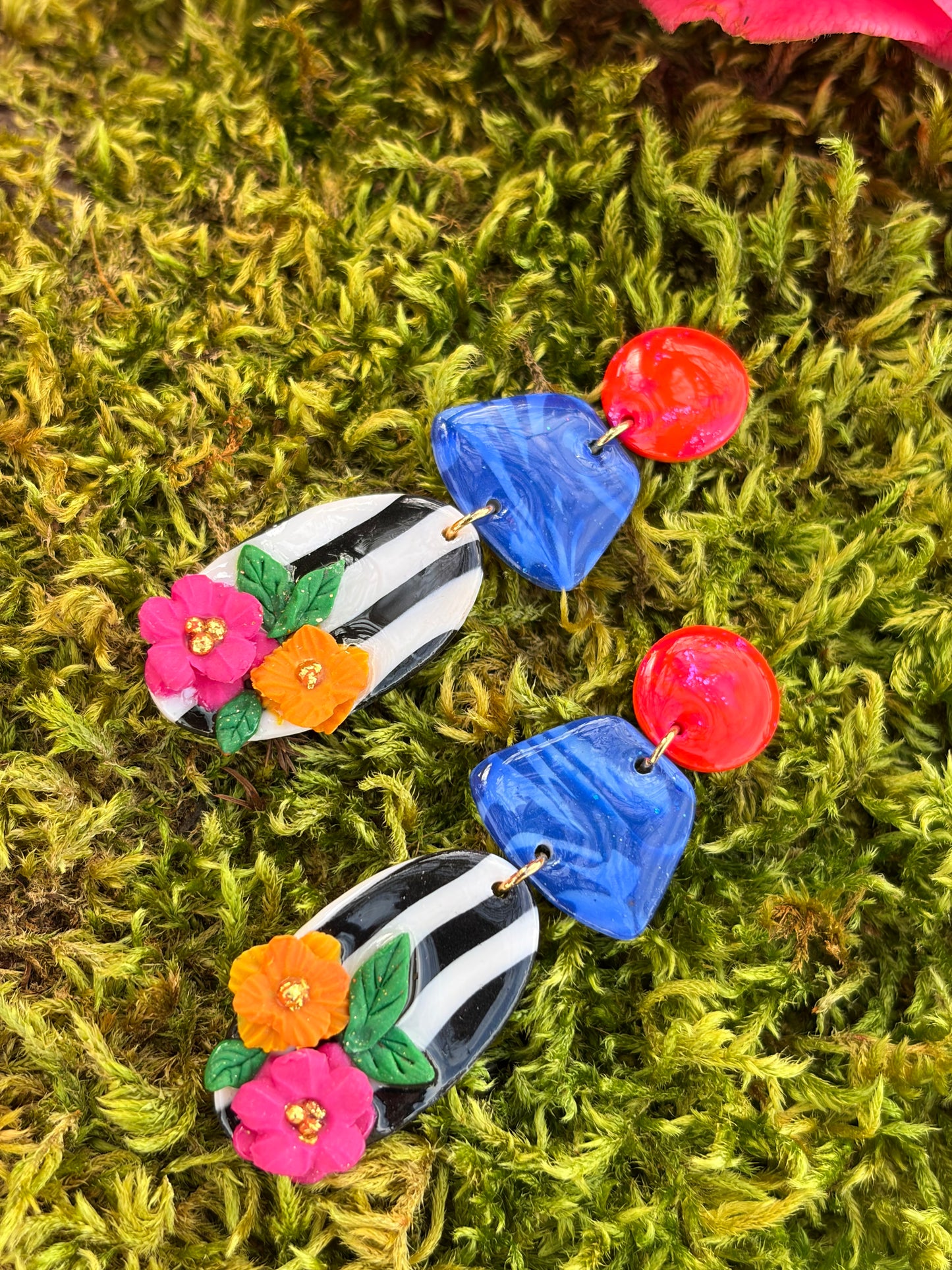 Striped Bloom Dangle Earrings