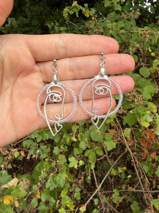 Abstract Face Line Art Earrings