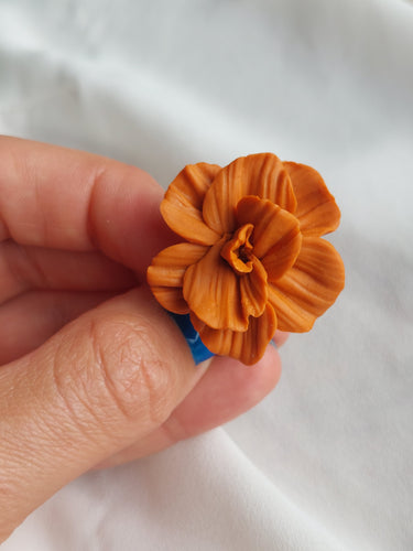 Orange flower adjustable satement ring - Dúil