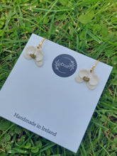 Load image into Gallery viewer, Mini orchid dangling earrings | polymer clay earrings | orchid earrings | Irish made earrings | Dúil | Irish jewellery | flower earrings - Dúil
