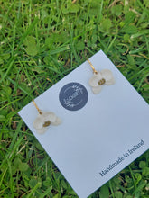 Load image into Gallery viewer, Mini orchid dangling earrings | polymer clay earrings | orchid earrings | Irish made earrings | Dúil | Irish jewellery | flower earrings - Dúil
