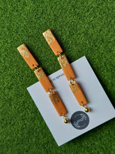 Load image into Gallery viewer, !!REDUCED!! Orange &amp; gold long dangling earrings | Dúil Jewellery - Dúil
