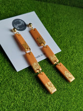 Load image into Gallery viewer, !!REDUCED!! Orange &amp; gold long dangling earrings | Dúil Jewellery - Dúil
