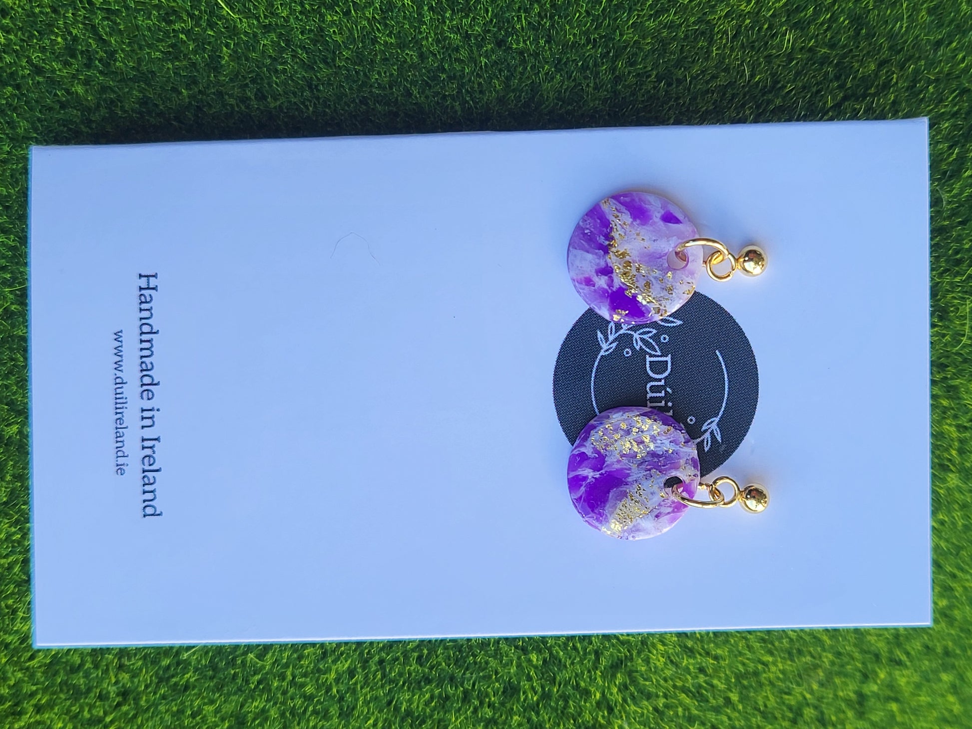 Dúil Purple Marble Dainty Dangle Earrings - Dúil