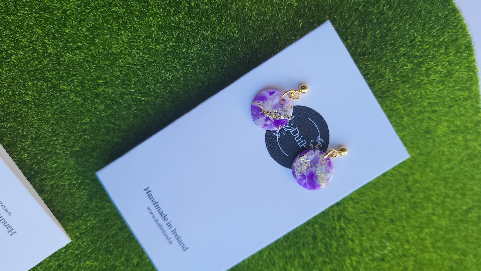 Dúil Purple Marble Dainty Dangle Earrings - Dúil