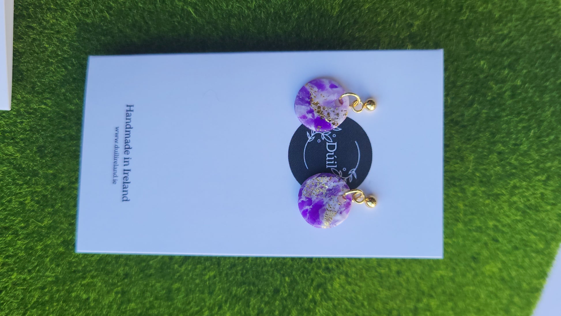 Dúil Purple Marble Dainty Dangle Earrings - Dúil