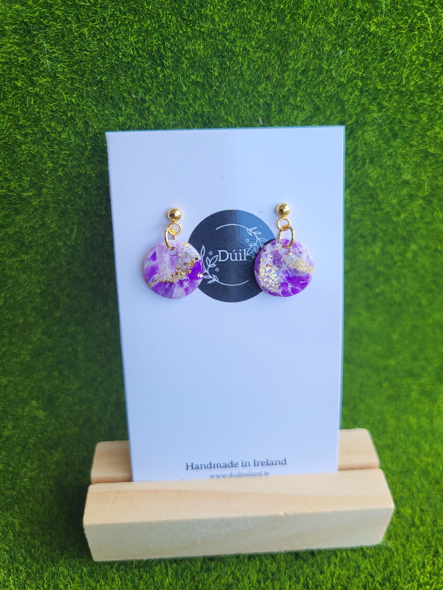 Dúil Purple Marble Dainty Dangle Earrings - Dúil