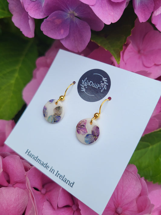 Hydrangea dainty dangle earrings