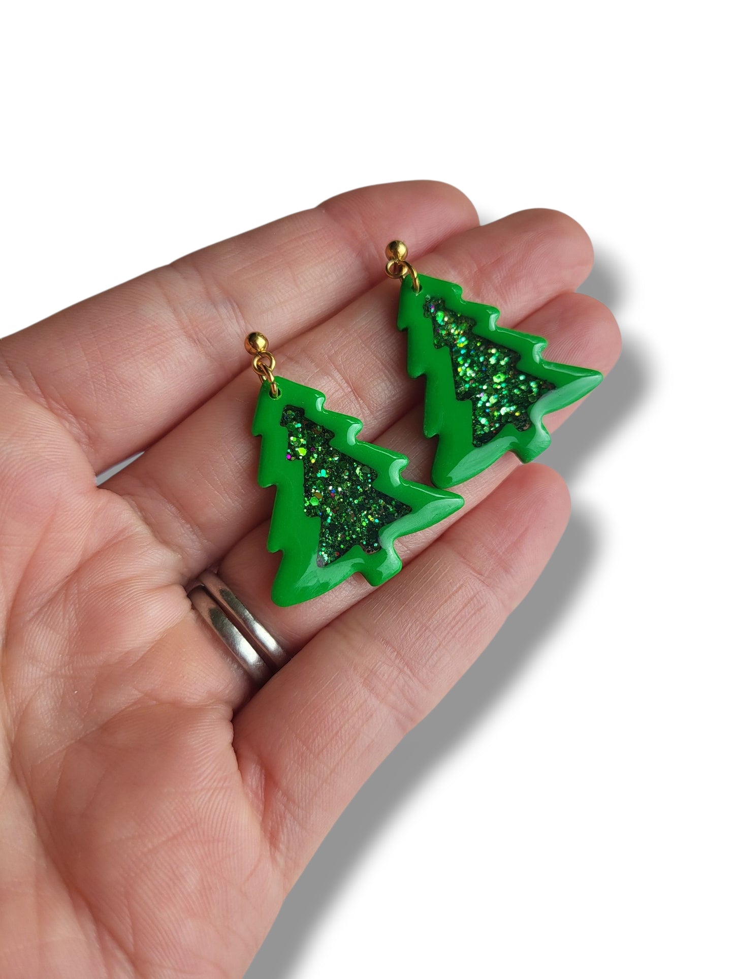 Sparkling Christmas Tree Dangle Earrings